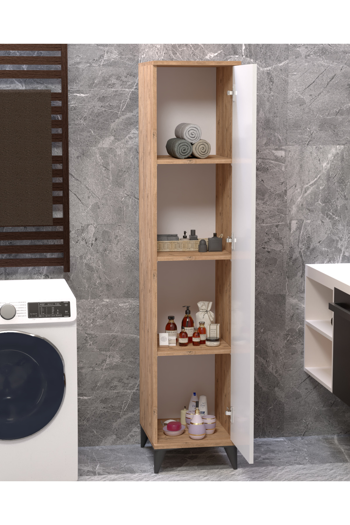 Vesso Çok Amaçlı Dolap Banyo Dolabı Mutfak Dolabı Kiler Dolabı Raflı Dolap küçük görsel 4