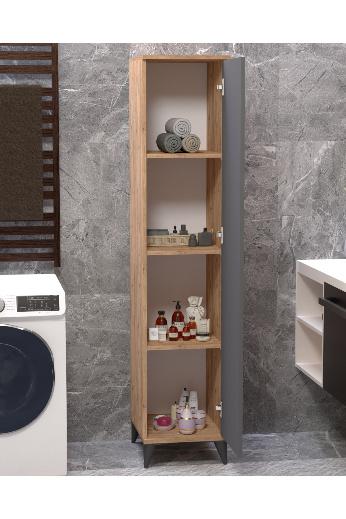 Vesso Çok Amaçlı Dolap Banyo Dolabı Mutfak Dolabı Kiler Dolabı Raflı Dolap küçük görsel 4